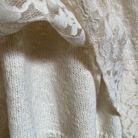 Style & Co.Woman Ivory Lace Hem Metallic Thread Cotton Blend Party Sweater-Sz-2X - Picture 5 of 16